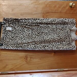 NWT Cato City Chic Faux Wrap High-Low Skirt Sesame Animal Print Stretch Size M